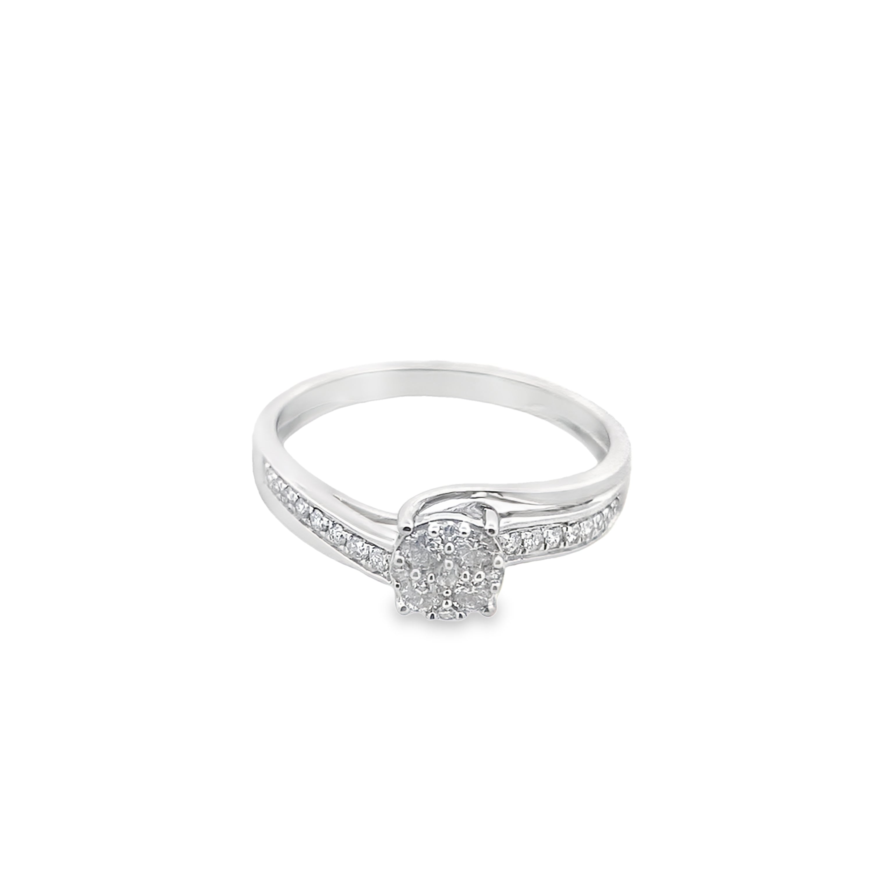 0.25Ctw 10K White Gold Diamond Engagement Ring Size 7 1.2Dwt