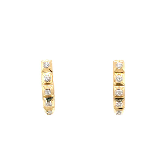 0.09Ctw 14K Yellow Gold Diamond Small Hoop Earrings 1.8