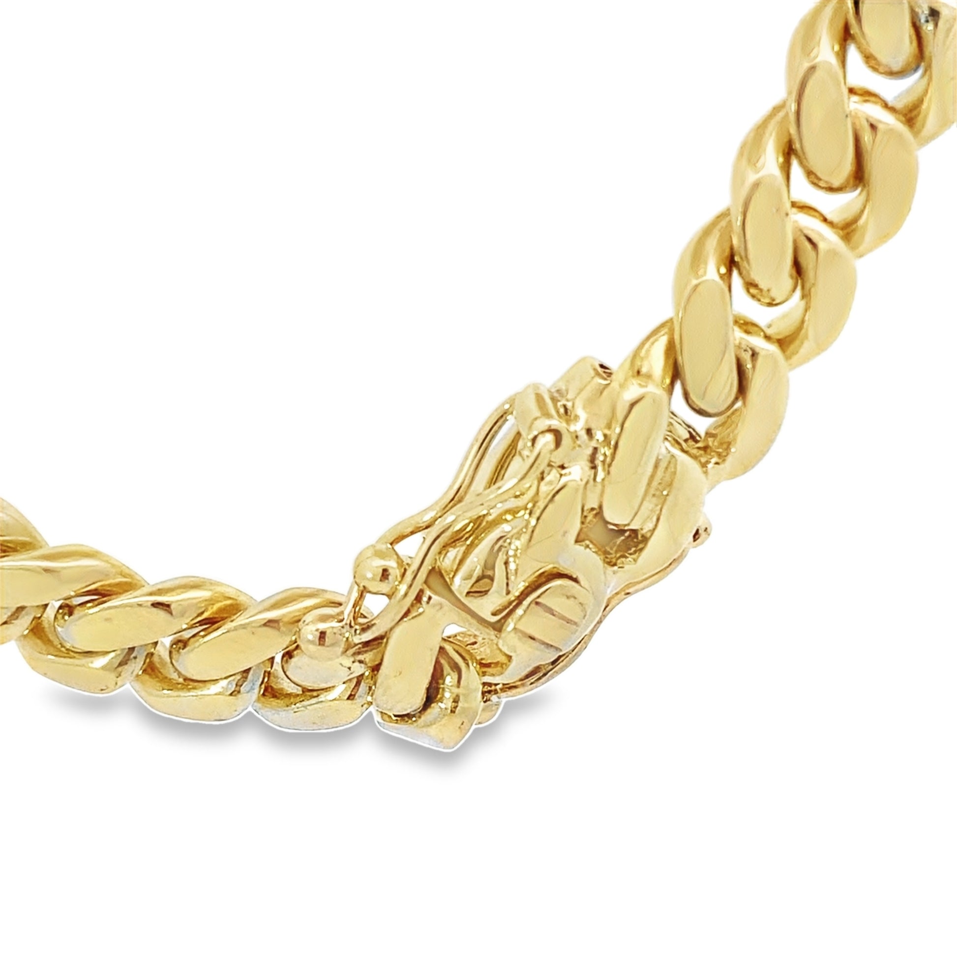 10K Yellow Gold Triple Clasp Cuban Link Chain 9Mm 25In 99.2Dwt/154.3G