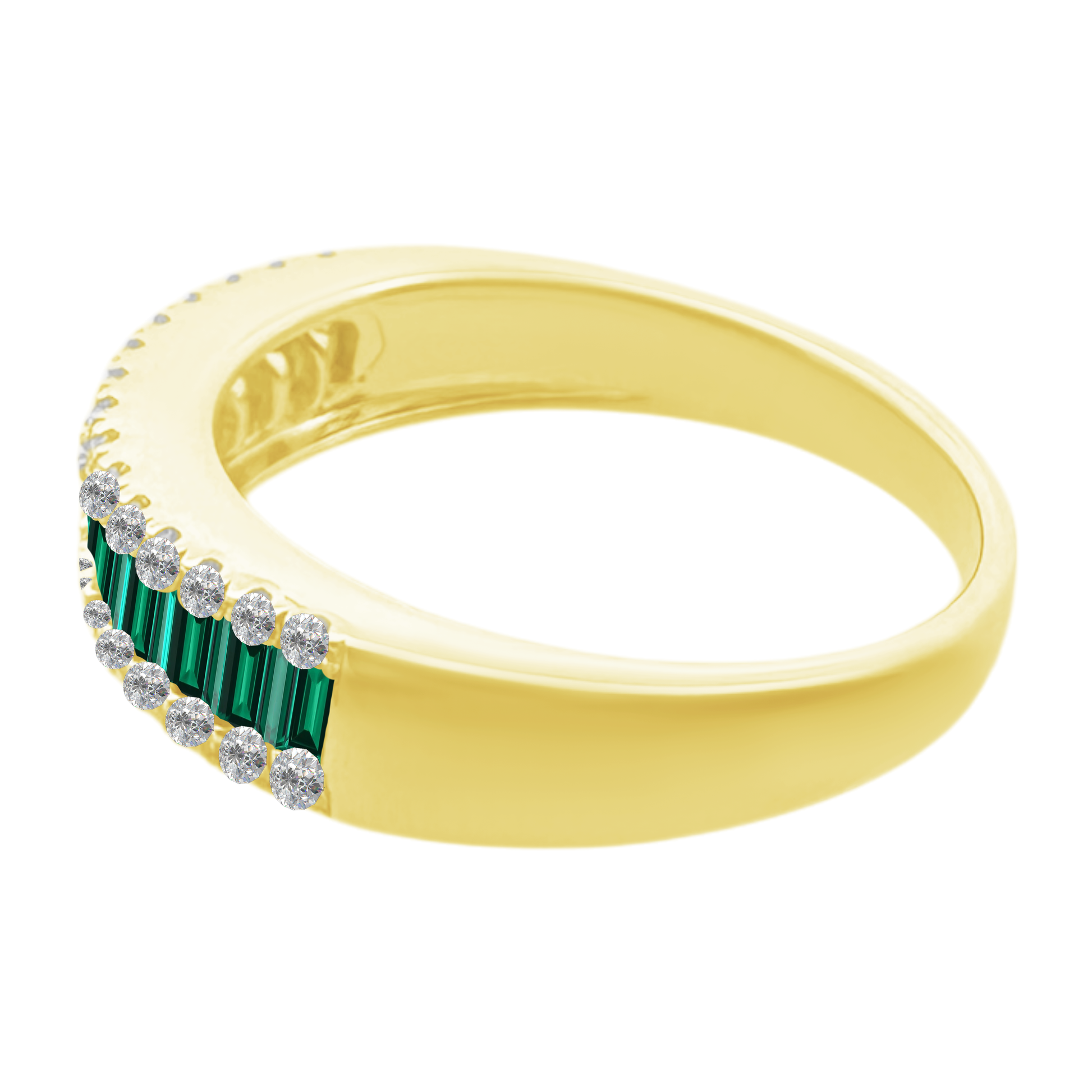 0.49 Emsq 0.30 Dird 14K Yellow Gold Emerald & Dia Ring Size 7 2.7Dwt