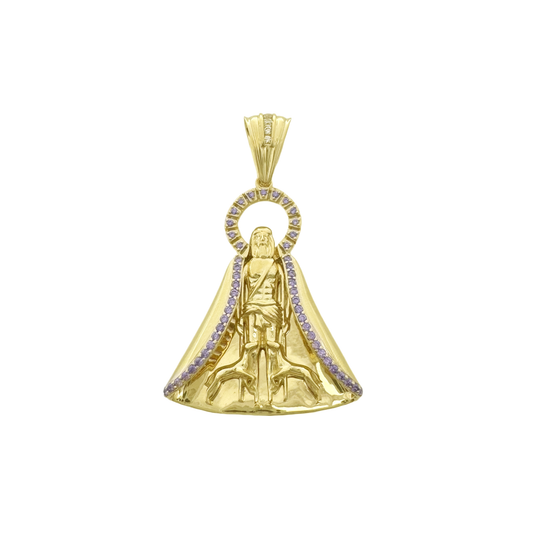 10K Yellow Gold San Lazaro Silhouette Pendant With Purple Stones 5.8Dwt