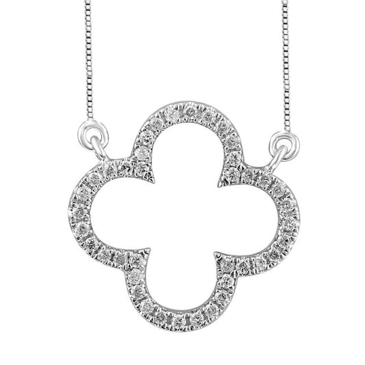 0.15Ctw 10K White Gold Diamond Necklace 18In 1.1Dwt