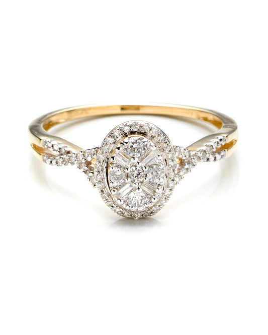 0.25Ctw 10K Yellow Gold Diamond Engagement Ring Size 7 1.2Dwt