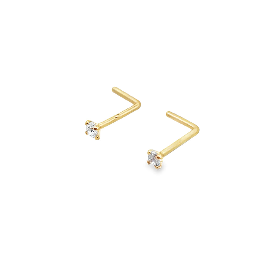 14K Yellow Gold Cz Stud Nose Ring