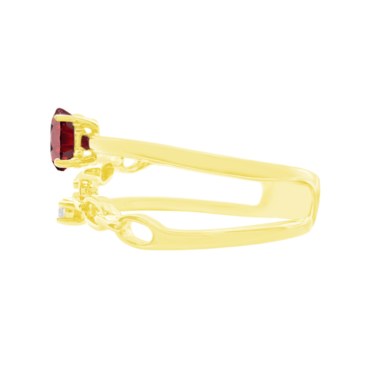 0.04Ct Dia 0.61Ct Ru 14K Yellow Gold Dia & Ruby Fashion Ring Size 7 1.6Dwt