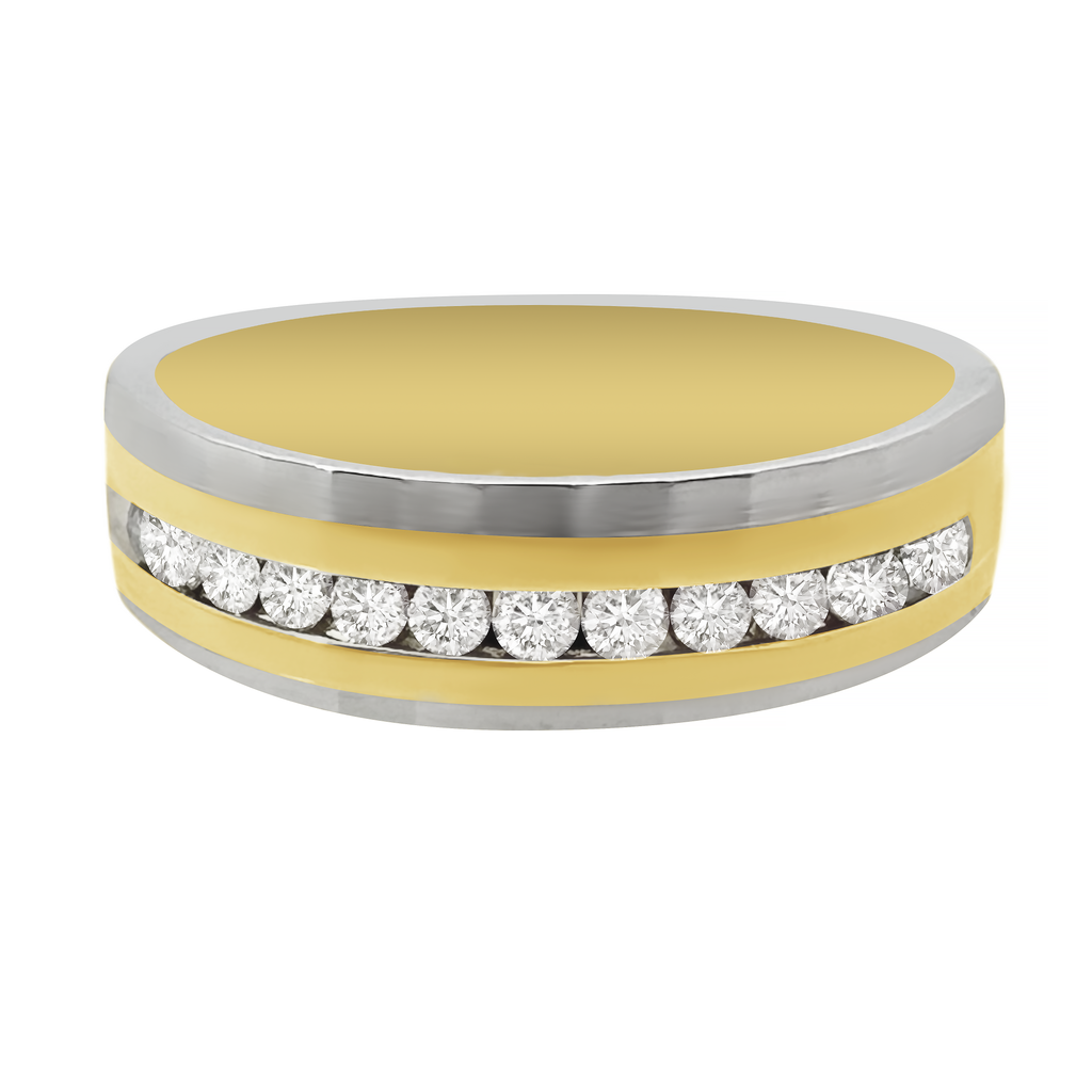 0.35Ctw 10K Two Tone Gold Diamond Wedding Band Mens Ring Size 10.5 3.1Dwt