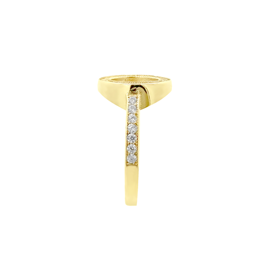 10K Yellow Gold Cz Circle Ring Size 7 1.2Dwt