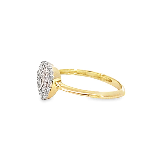 0.15Ctw 10K Yellow Gold Diamond Heart Ring Size 7 1.1Dwt
