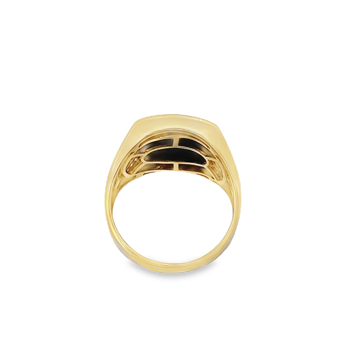 10K Yellow Gold Sq Onyx & Cubic Zirconia Mens Ring Size 11 4.4Dwt