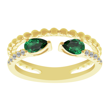 0.11 Dird 0.37 Empr 14K Yellow Gold Emerald & Dia Ring Size 7 2.2Dwt