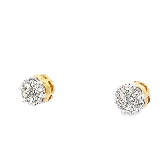 1/4Cwt 14K Yellow Gold Round Diamond Stud Earrings 1.0Dwt