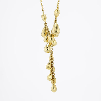18K Yellow Gold Tear Drops Necklace 16.5 9.3Dwt