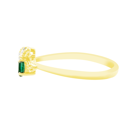 0.05Ct Dia 0.15Ct Em 14K Yellow Gold Dia & Emerald Fashion Ring Size 7 1.2Dwt