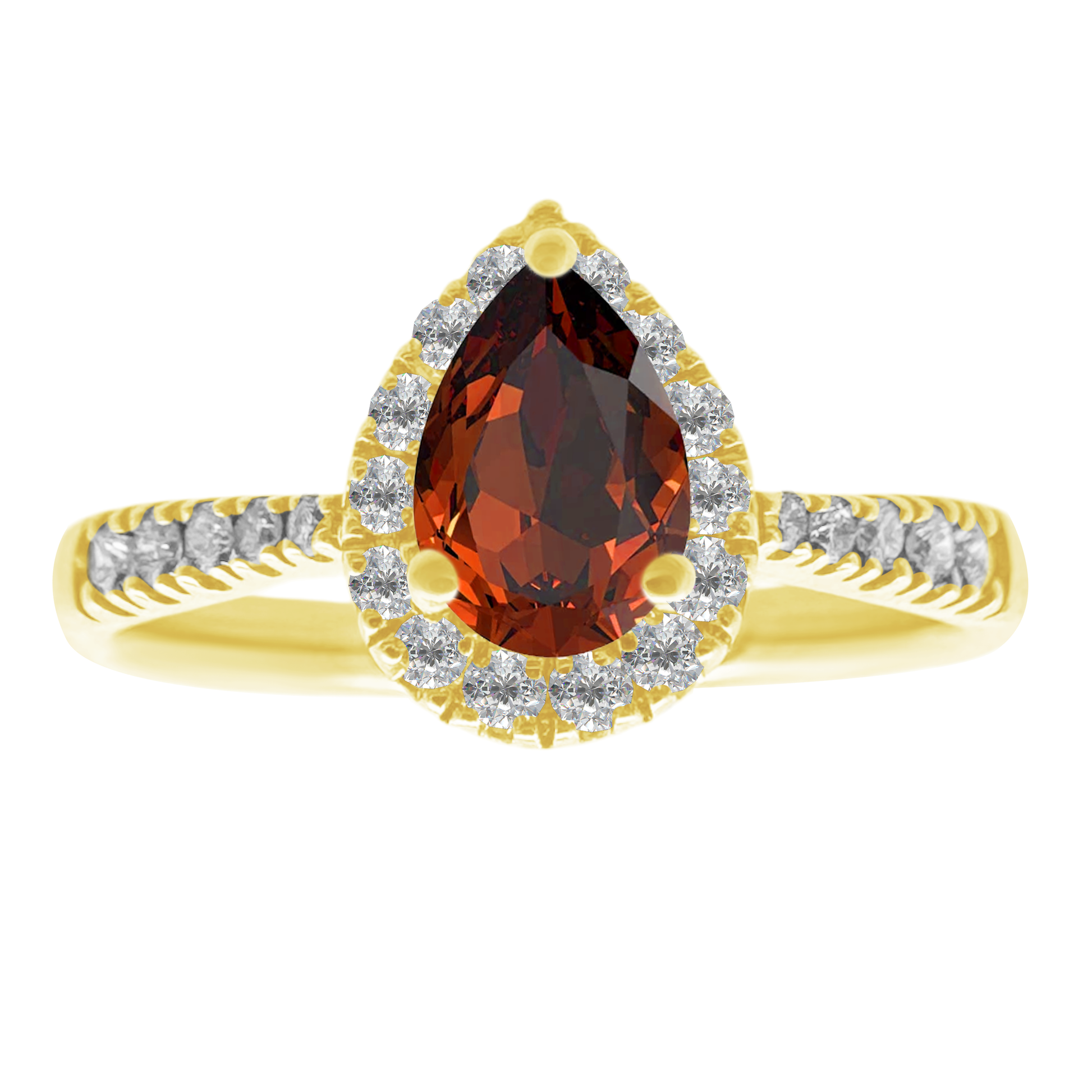 0.51 Gapr 0.20 Dird 14K Yellow Gold Garnet & Dia Ring Size 7 1.6Dwt