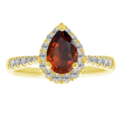 0.51 Gapr 0.20 Dird 14K Yellow Gold Garnet & Dia Ring Size 7 1.6Dwt