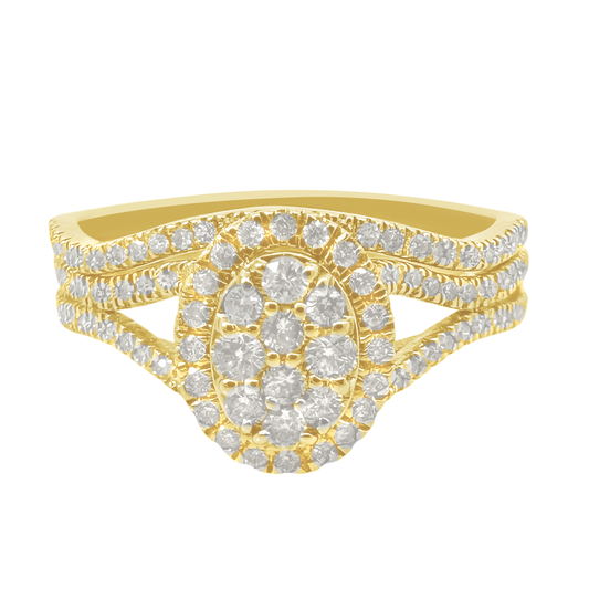 0.42Ctw 10K Yellow Gold Diamond Wedding Set Ring Size 7 1.8Dwt