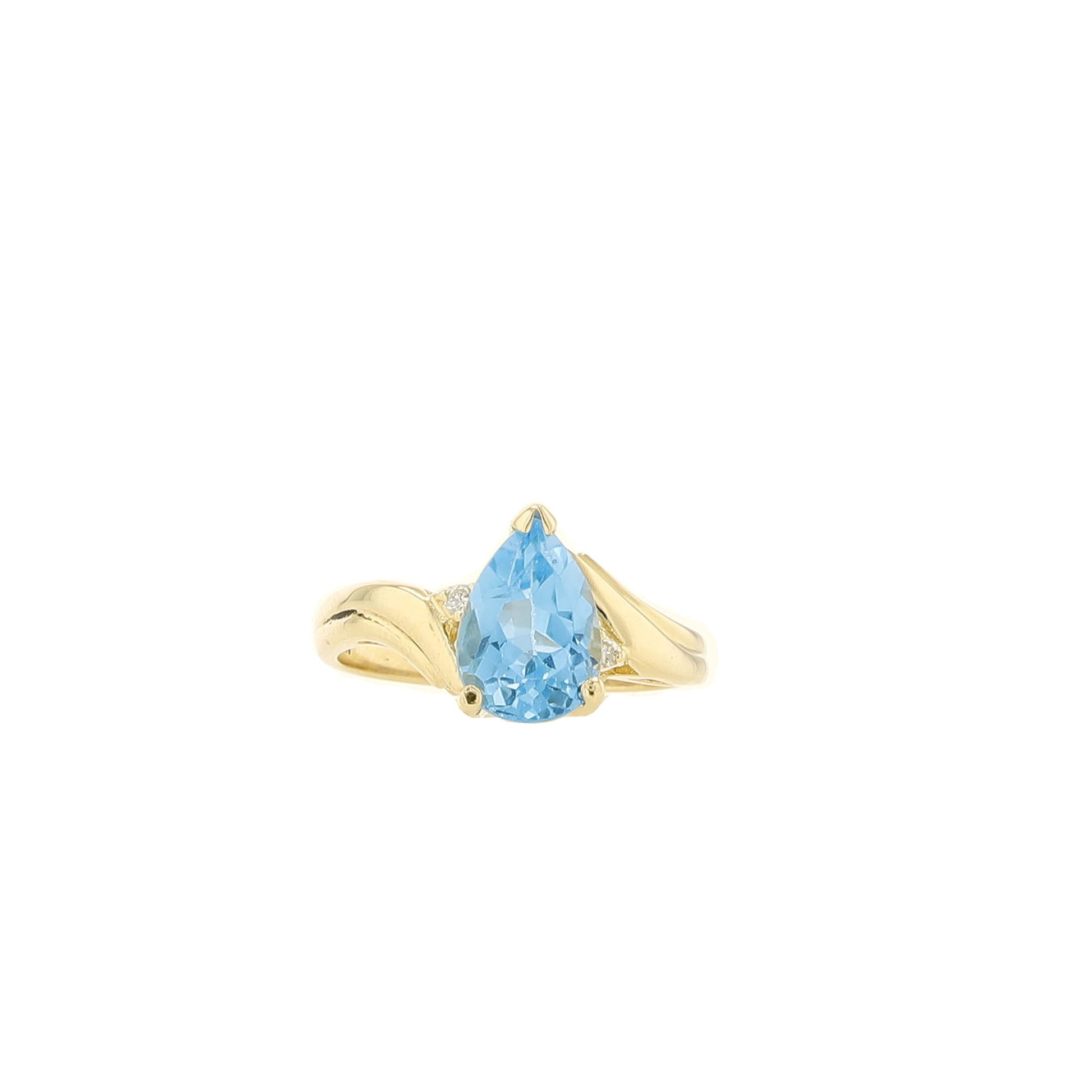 14K Yellow Gold Blue & Clear Stones Fashion Ring Size 6.5 2.6Dwt