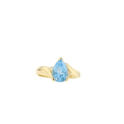 14K Yellow Gold Blue & Clear Stones Fashion Ring Size 6.5 2.6Dwt