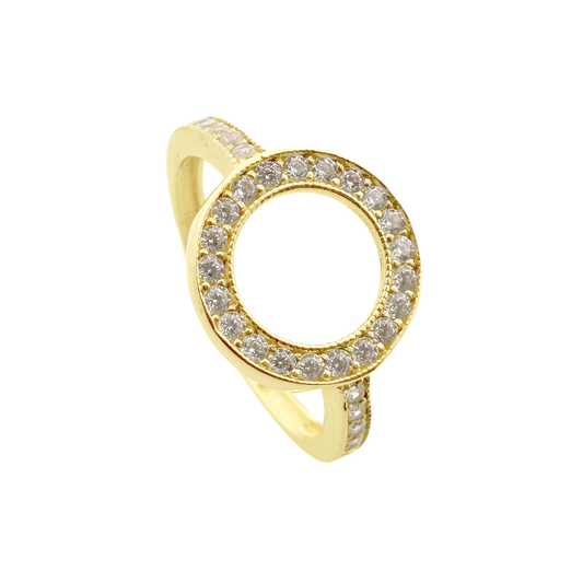 10K Yellow Gold Cz Circle Ring Size 7 1.2Dwt
