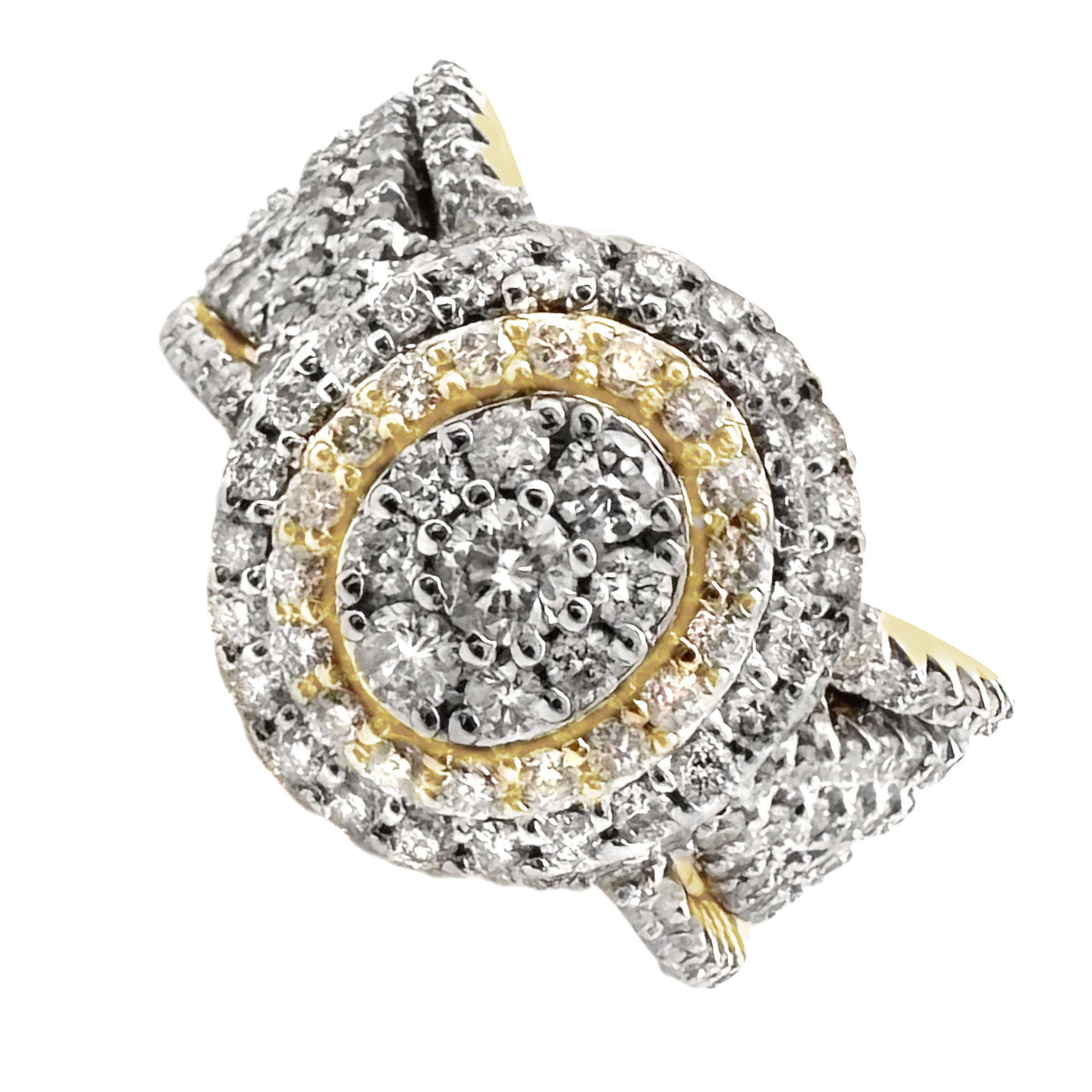 1.95Ctw 14K Yellow Gold Diamond Bridal Trio Set Ring Size 7 6.7Dwt