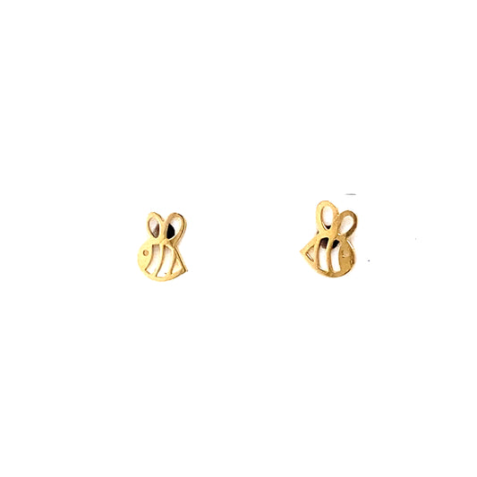 14K Yellow Gold Baby Cutout Bumble Bee Stud Earring