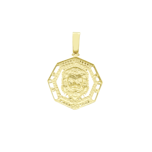 10K Yellow Gold Cz Lion Pendant 2.9Dwt