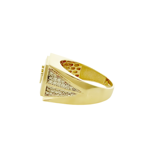 10K Two Tone Mens Crown Ring Size 13 4.0Dwt