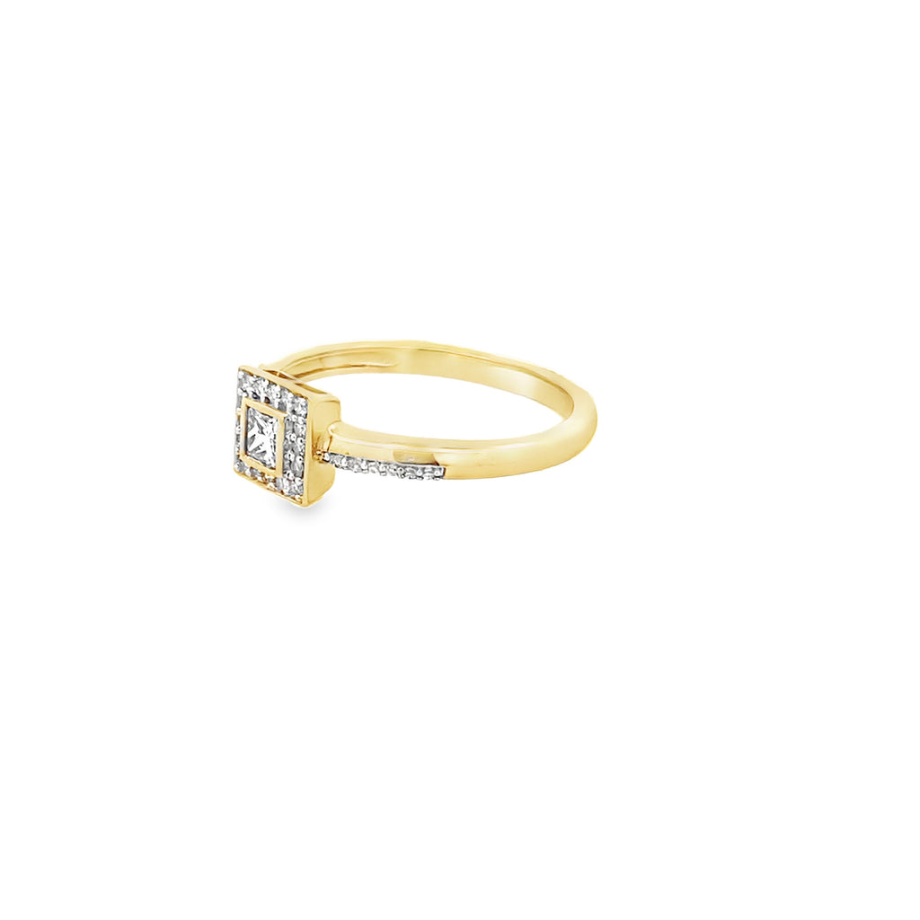 0.25Ctw 14K Yellow Gold Diamond Engagement Ring Size 7 1.5Dwt