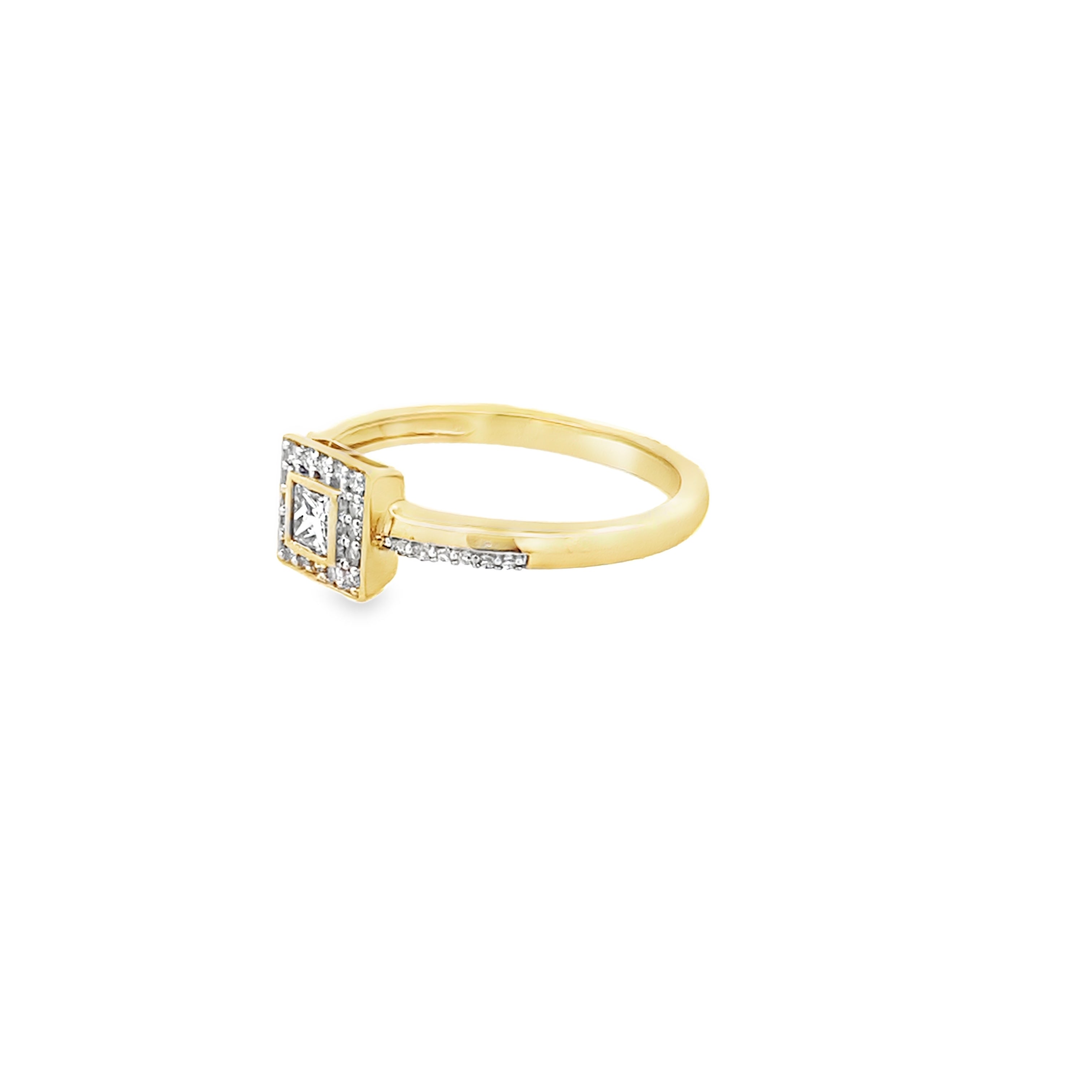 0.25Ctw 14K Yellow Gold Diamond Engagement Ring Size 7 1.5Dwt