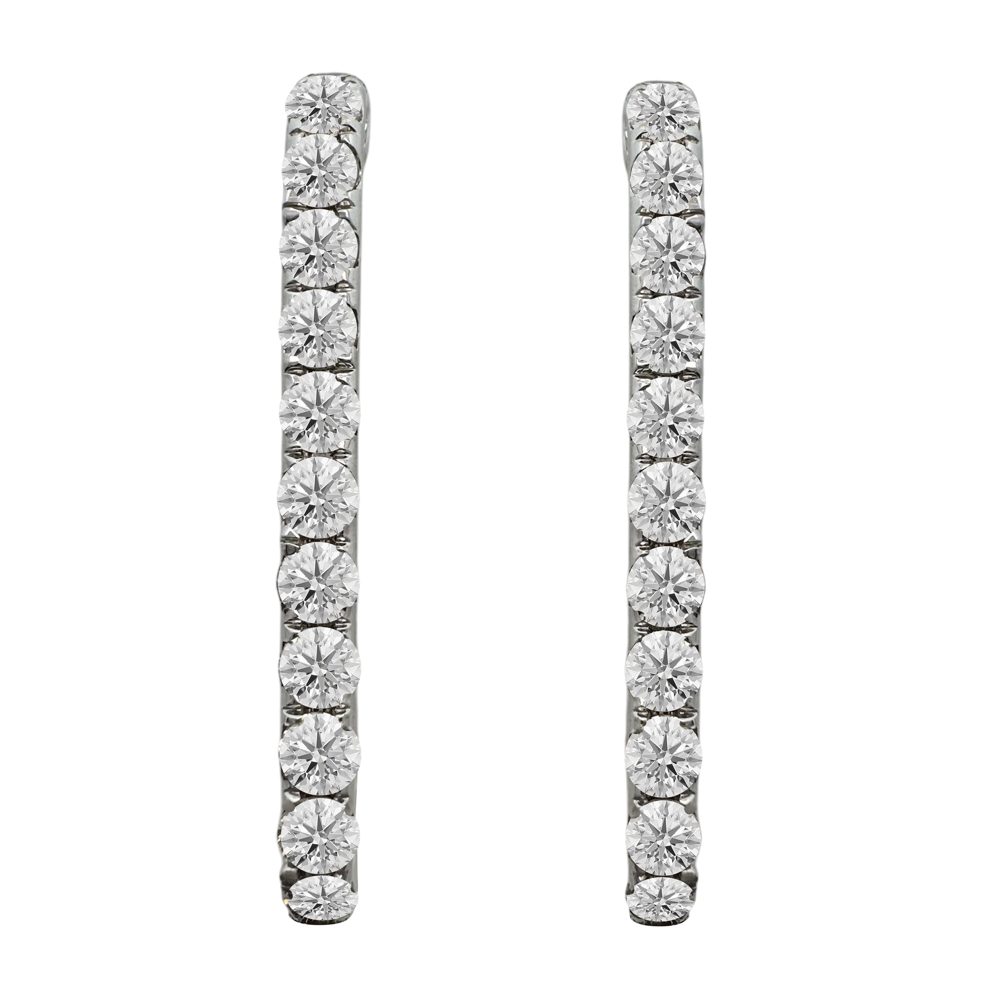 1.00Ctw 14K White Gold Diamond Hoop Earrings