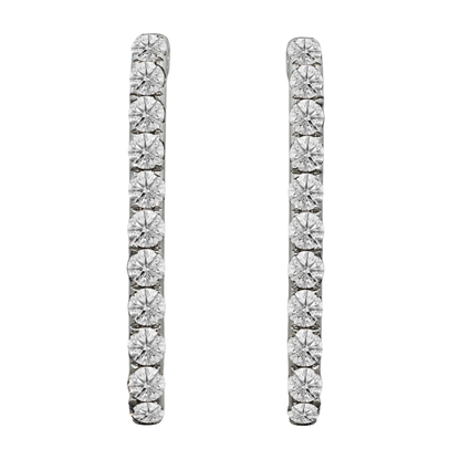 1.00Ctw 14K White Gold Diamond Hoop Earrings