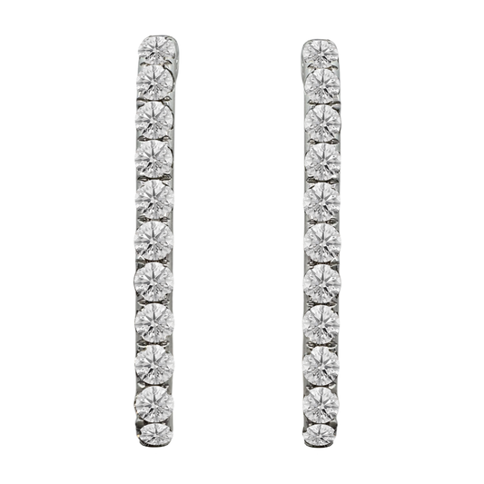 1.00Ctw 14K White Gold Diamond Hoop Earrings