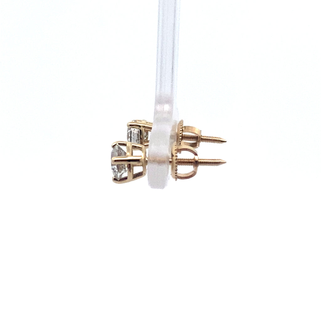 0.75Ctw 14K Yellow Gold Round Diamond Solitaire Earrings