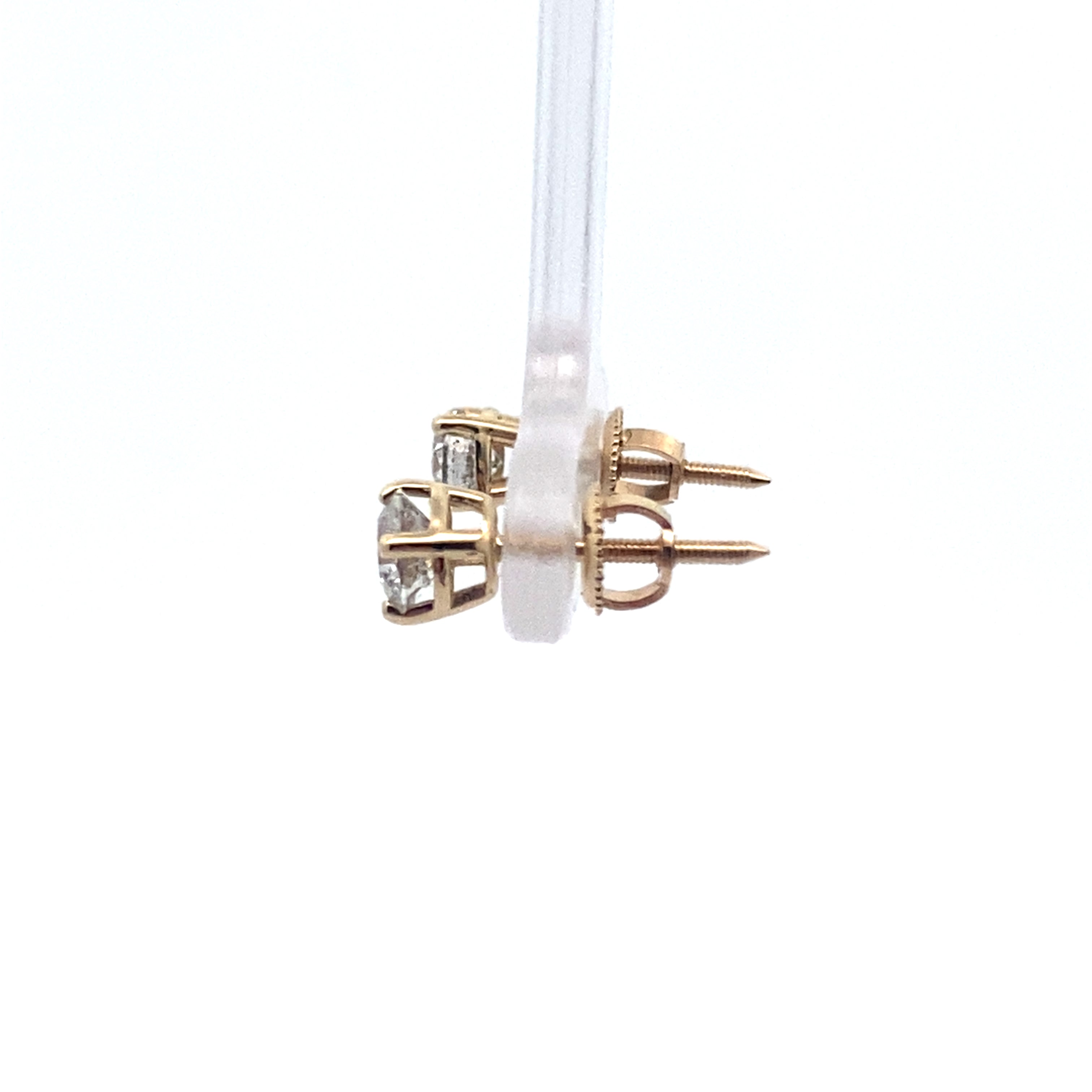 0.75Ctw 14K Yellow Gold Round Diamond Solitaire Earrings