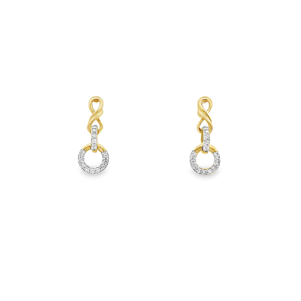 0.16Ct 10K Yellow Gold Diamond Gold Drop Earrings