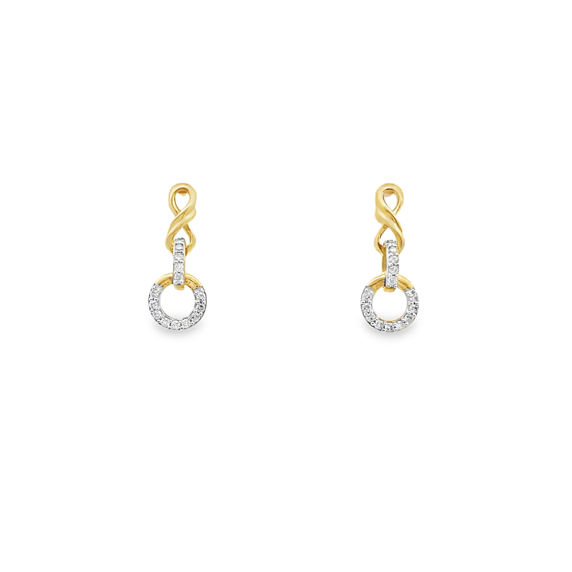 0.16Ct 10K Yellow Gold Diamond Gold Drop Earrings