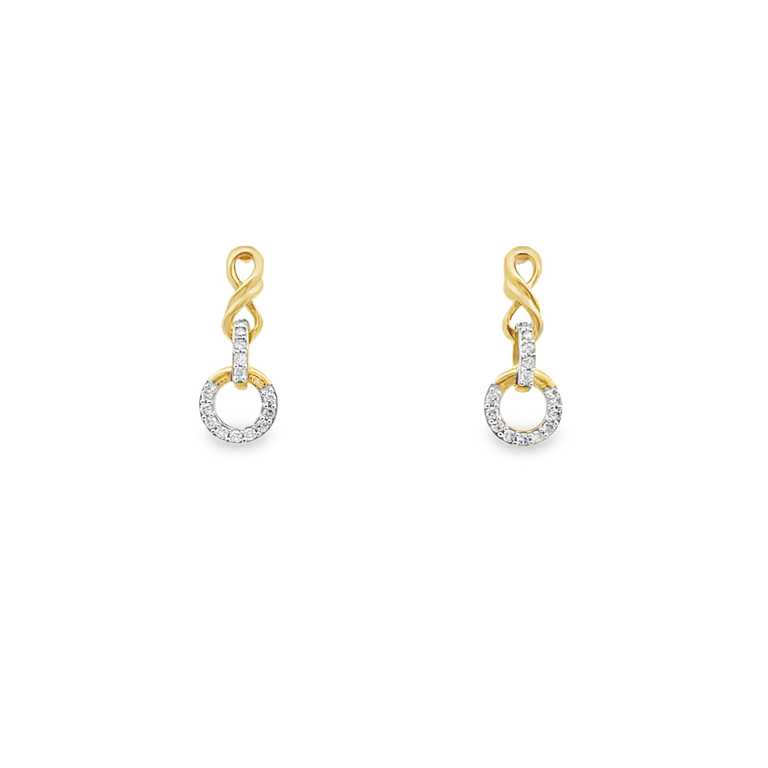 0.16Ct 10K Yellow Gold Diamond Gold Drop Earrings