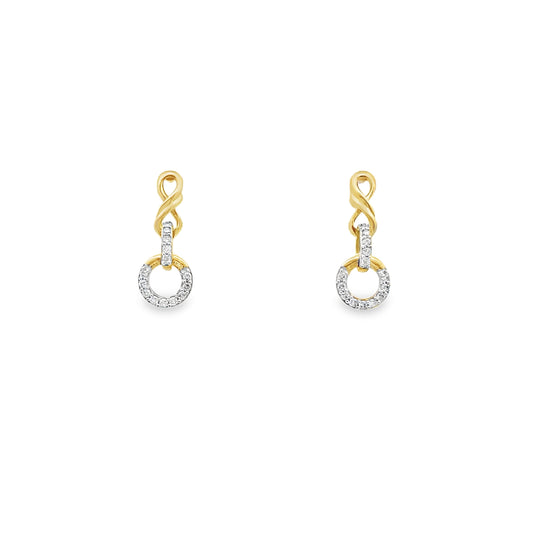 0.16Ct 10K Yellow Gold Diamond Gold Drop Earrings