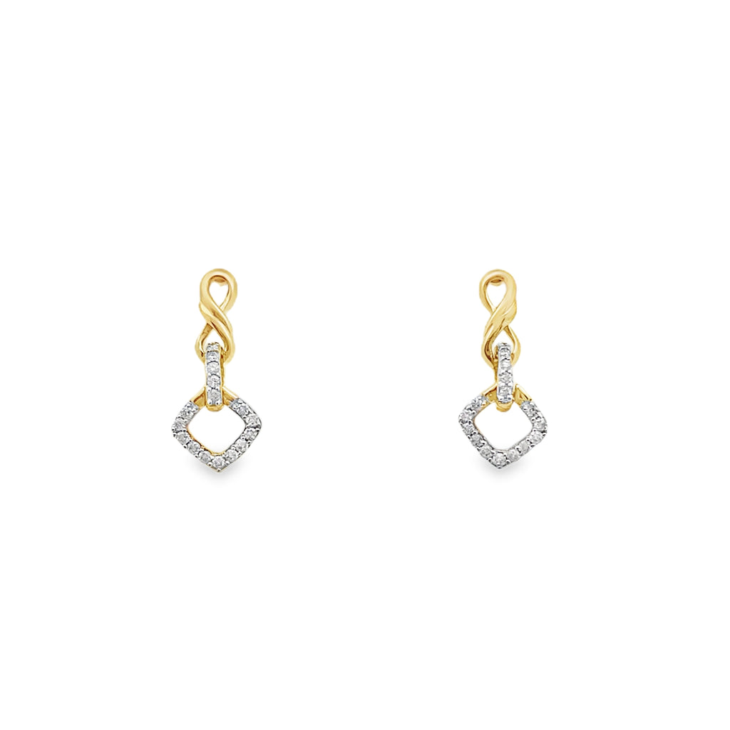 0.16Ct 10K Yellow Gold Diamond Drop Earrings