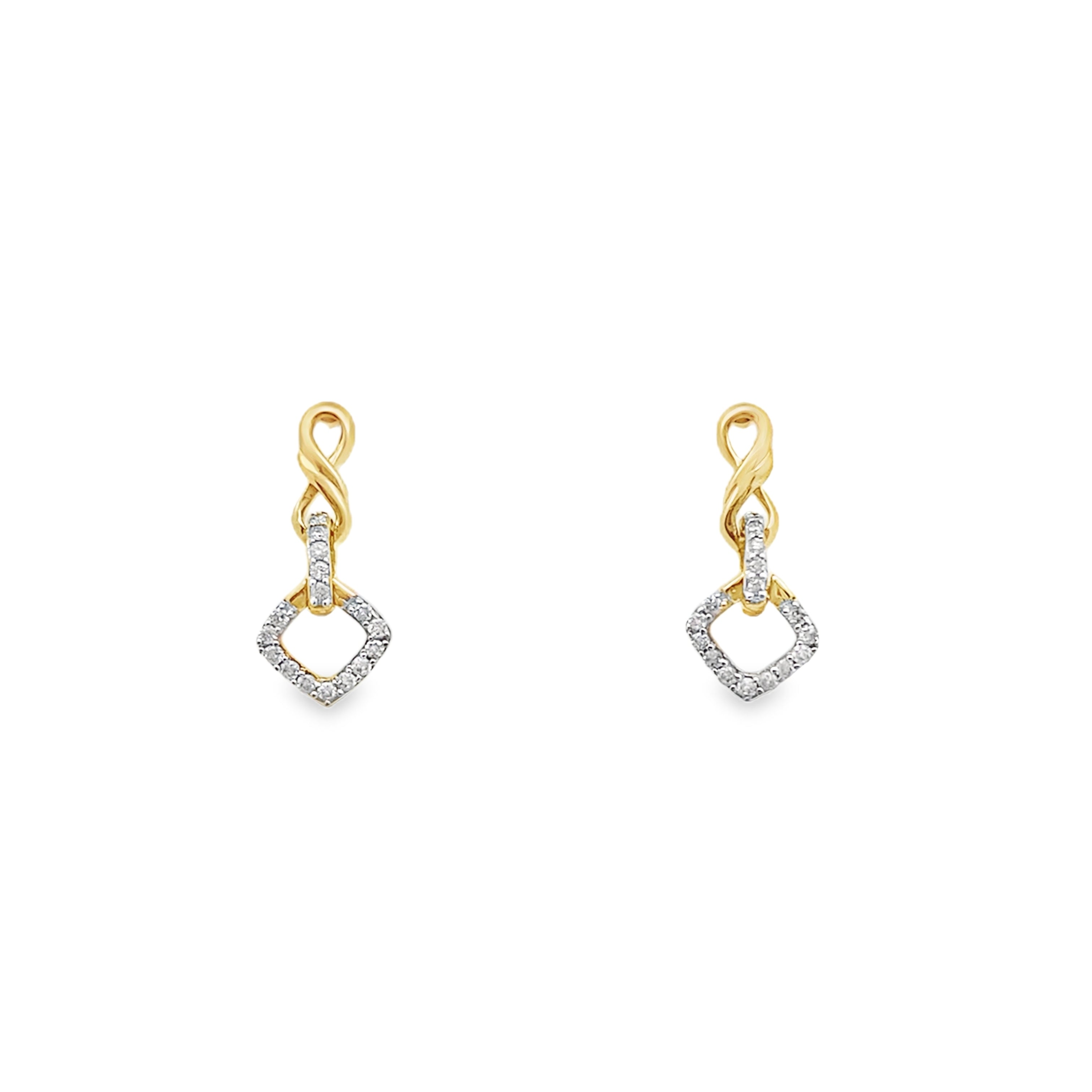 0.16Ct 10K Yellow Gold Diamond Drop Earrings