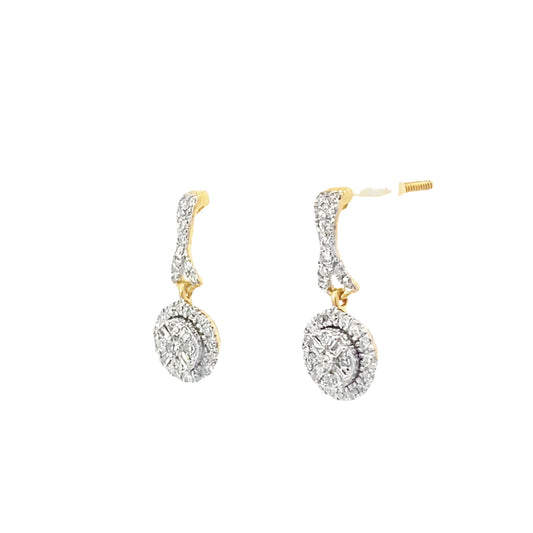 0.33Ctw 10K White Gold Diamond Cluster Drop Earrings