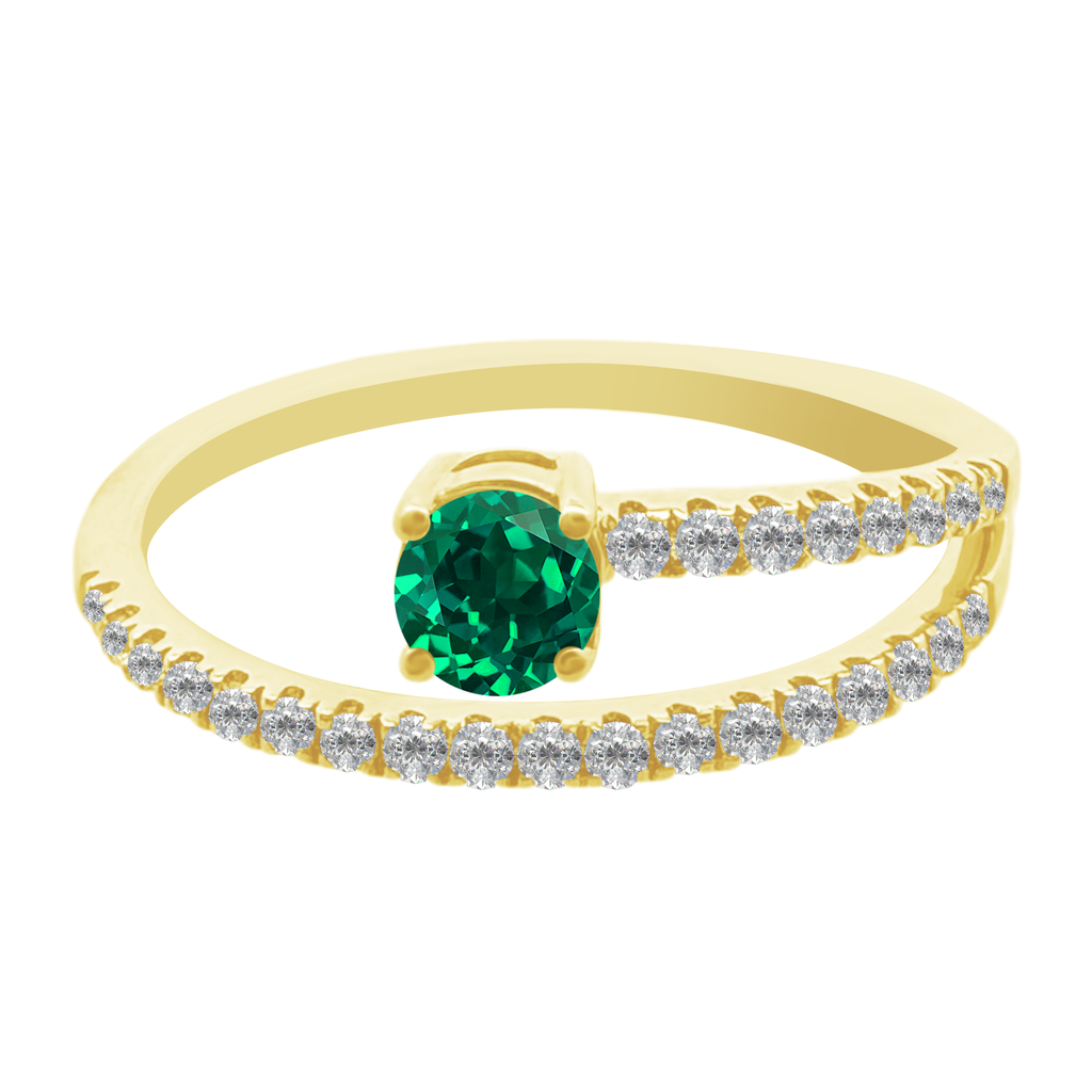 0.23Emrd 0.19 Dird 14K Yellow Gold Emerald & Dia Ring Size 7 1.3Dwt