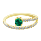 0.23Emrd 0.19 Dird 14K Yellow Gold Emerald & Dia Ring Size 7 1.3Dwt