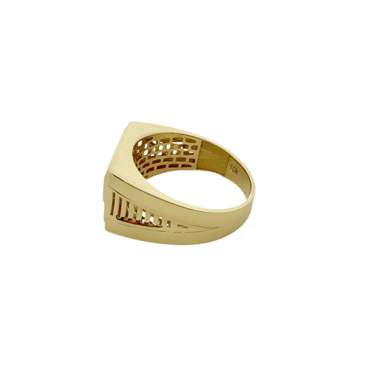 10K Two Tone Mens Cz Fashion Ring Size 13 3.6Dwt