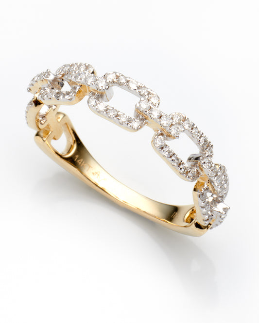 0.33Ctw 14K Yellow Gold Diamond Link Style Ring Size 7 1.6Dwt