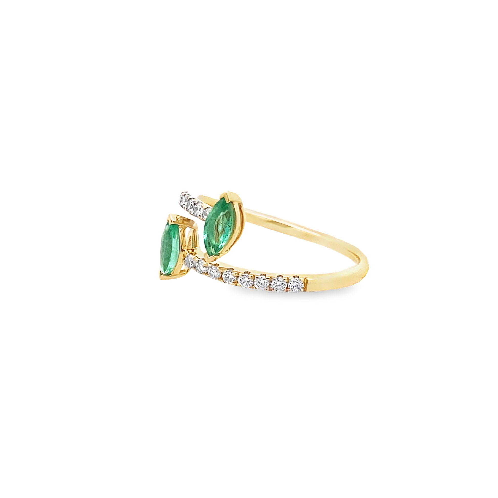 0.37Ctw Emmq/0.22 Ctw Dird 14K Yellow Gold Emerald & Diam Ring Size 7 1.2Dwt