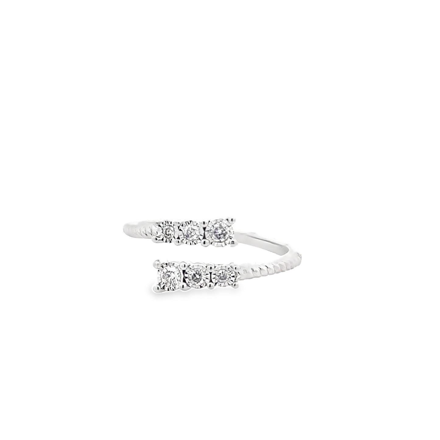 0.15Ctw 14K White Gold Fashion Ring Size 7 1.6Dwt