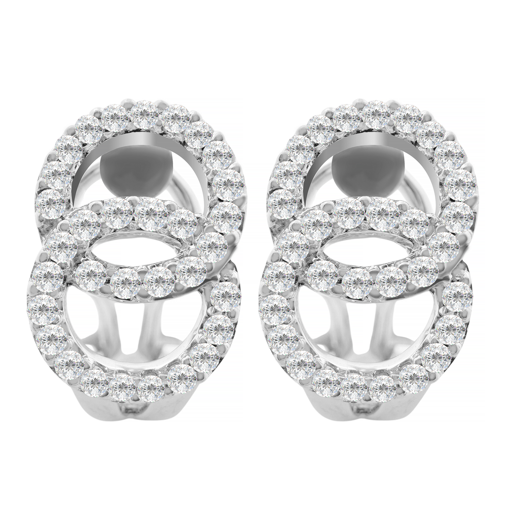 14K White Gold Omega Diamonds Earrings 3.8Dwt