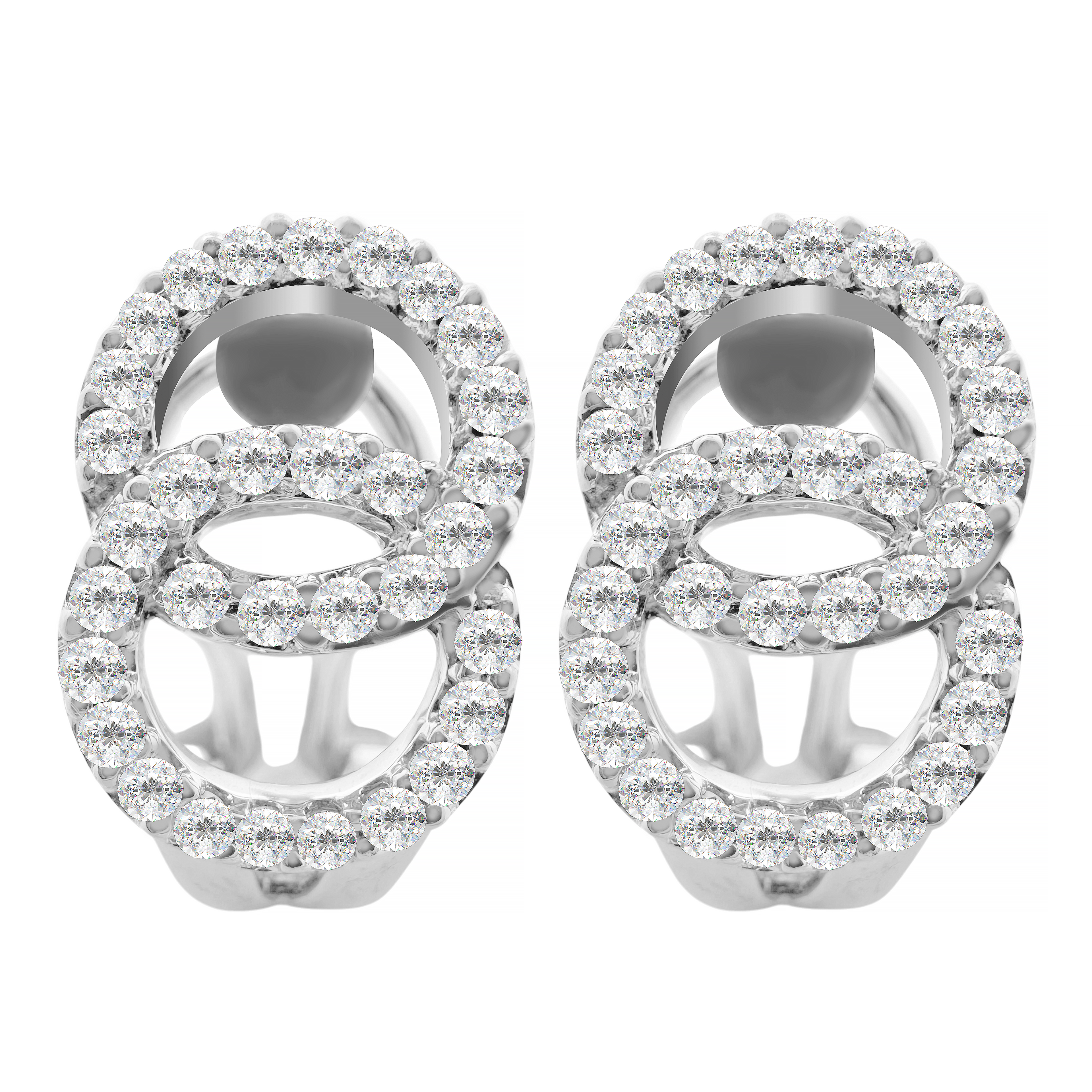 14K White Gold Omega Diamonds Earrings 3.8Dwt