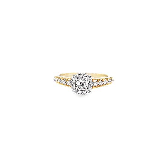 0.33Ctw 14K Yellow Gold Diamond Engagement Ring Size 7 1.6Dwt
